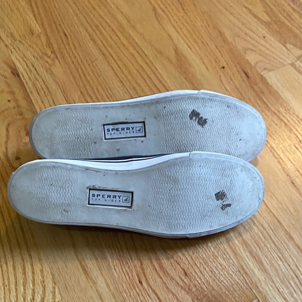 Sperry Black Canvas Loafers with White Trim - Picture 6 of 6